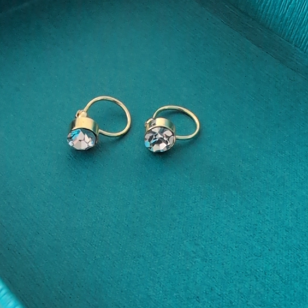 Elegant Gold and Silver Crystal Clip-On  Earrings